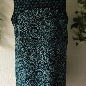 Women'S The Collection Debenhams USA 16 Shift Dress Green Black Mix Sleeveless